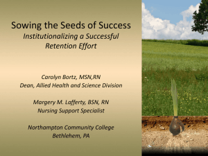 Sowing the Seeds of Success Institutionalizing a Successful