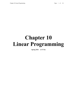 Chapter 10 Linear Programming Spring 2016