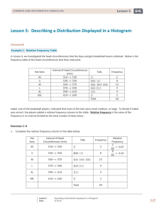 Lesson 5: Describing a Distribution Displayed in a Histogram