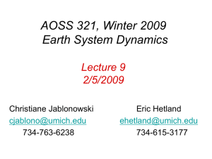 AOSS 321, Fall 2006 Earth Systems Dynamics 10/9/2006