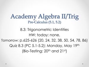 Algebra II Honors