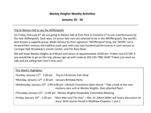 Wesley Heights Weekly Activities January 10