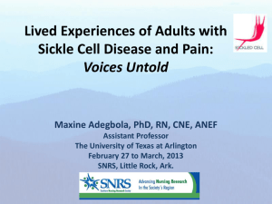 Lived Experiences of Adults with Sickle Cell Disease and Chronic Pain