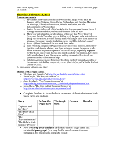 ENGL 102H, Spring, 2015 TuTh Week 1, Thursday, Class Notes