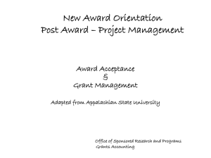 New Award Orientation Post Award