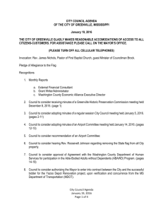 CITY COUNCIL AGENDA OF THE CITY OF GREENVILLE