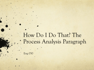 Analyzing a Process - Zoccola Eng 050 Section 53 Spring 2012