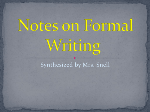 Notes on Formal Writing