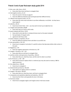 French 3 end of year final exam study guide 2014