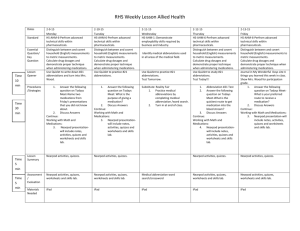 Lesson Plans-Medical Math/Pharmacy-week of 2-9-15