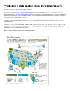 Washington state ranks second for entrepreneurs