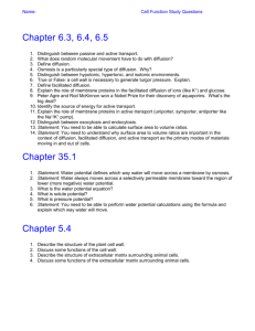 Name: Cell Function Study Questions Chapter 6.3, 6.4, 6.5
