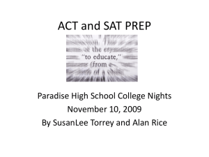 ACT and SAT PREP - Paradise, Texas Independent School District