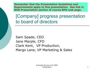 [Company] progress presentation to board of directors