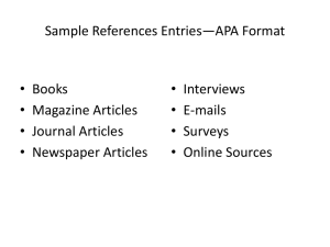 Sample References Entries—APA Format