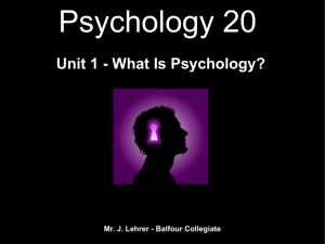 What Is Psychology? - Balfour Collegiate