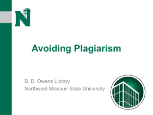 Avoiding Plagiarism - Northwest Missouri State University