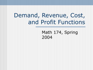 Deman, Revenue, Cost, and Profit Functions