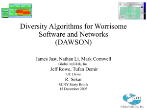 Diversity Algorithms for Worrisome Software and Networks (DAWSON)