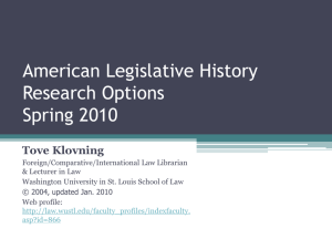American Legislative History Research Options 2010