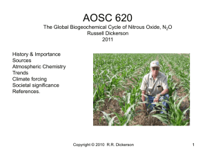 Lecture 17, Nitrous Oxide, N 2 O - Atmospheric and Oceanic Science
