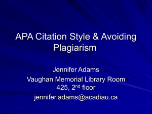 APA Citation Style & Avoiding Plagiarism