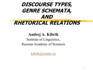 discourse types, genre schemata, and rhetorical relations
