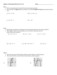 Algebra 2 Polynomials Review (5.1