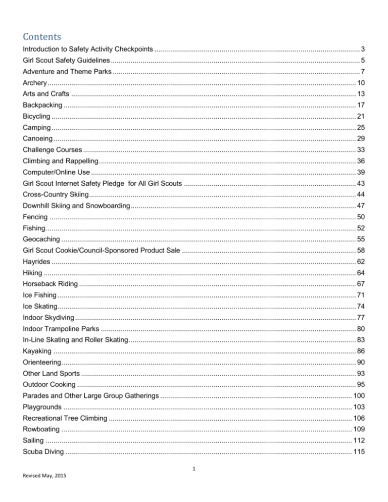 Safety Activity Checkpoints Girl Scouts of Central Indiana