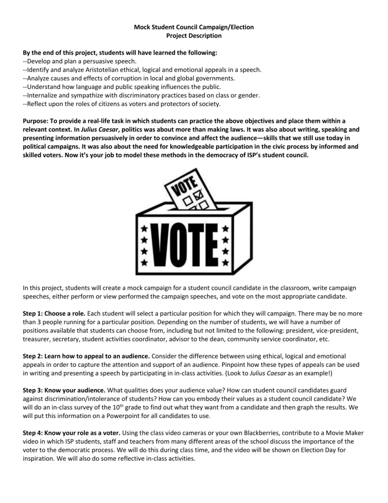 Help with student council election speech