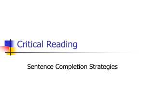 SAT Prep-Critical Reading Sentence - Rachwal