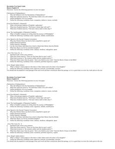 Honors Revolution Test 2012 study guide