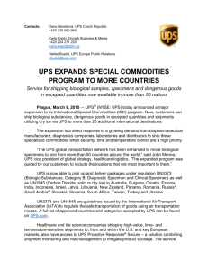 UPS expands Special Commodities program to More Countries