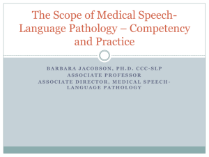 Medical Speech Pathology Scope of Practice