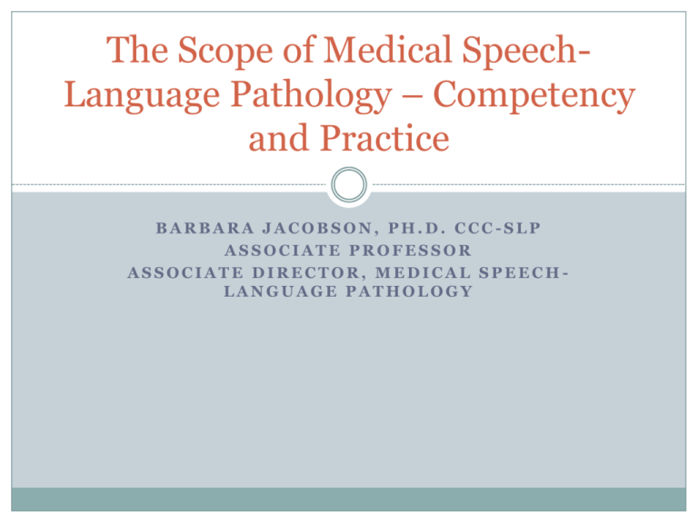 speech pathology medical definition