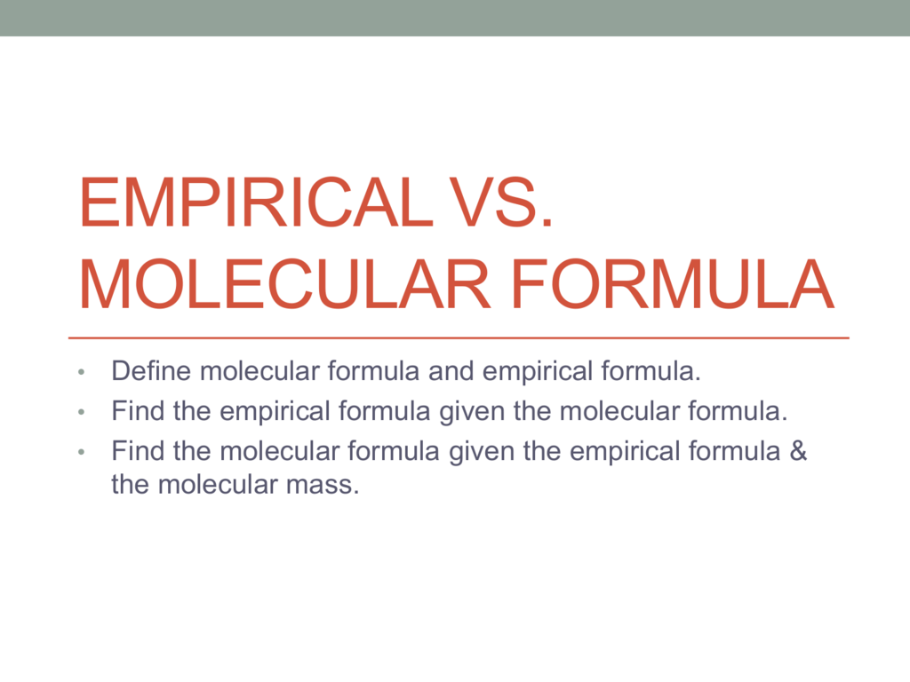 Empirical Vs Molecular Formula