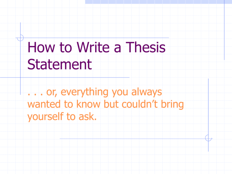 your working thesis might begin as a simple statement