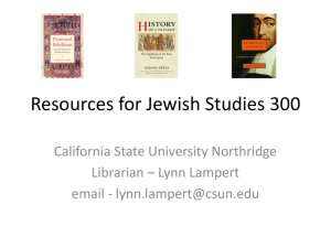 Resources for Jewish Studies 300 - Oviatt Library