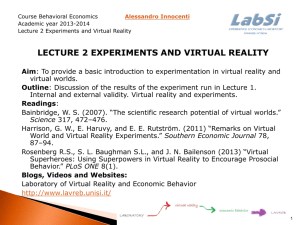 Lecture 2 experiments and Virtual reality Aim