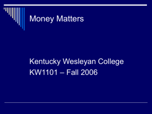 Money Matters - Kentucky Wesleyan College