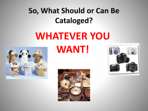 So, What Should/Can Be Cataloged?