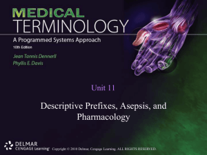 Unit 11 Descriptive Prefixes, Asepsis, and Pharmacology