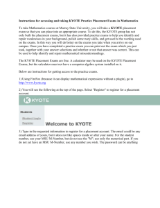 Instructions for accessing and taking KYOTE Practice Placement