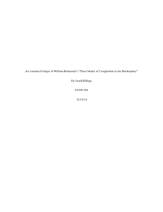 An Austrian Critique of William Redmond's Three Modes of