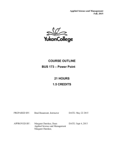 course outline - Yukon College