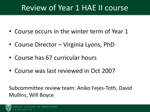 HAE II Review and Action Plan