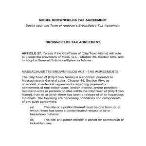 Brownfields Tax Model Agreement