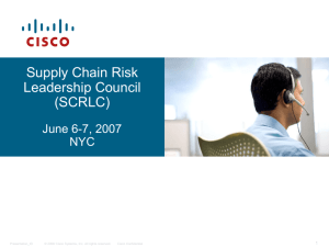 Introduction & Welcome - Supply Chain Risk Leadership Council