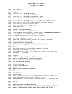 Pre-Calculus Assignments