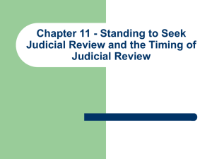 Chapter 11 - Standing to Seek judicial Review and the Timing of